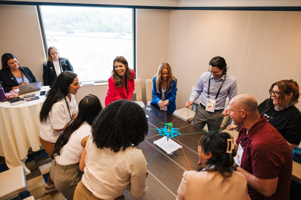 employees participating in team building activity